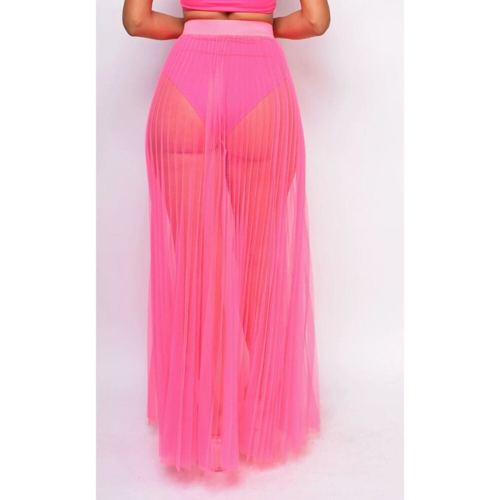 Sheer Pink Maxi Skirt With Attached Brief/ Panties - Size XL, NWOT - Picture 2 of 7